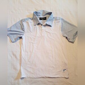 Turtles & Tees boys size L 10/12 blue & white polo golf shirt